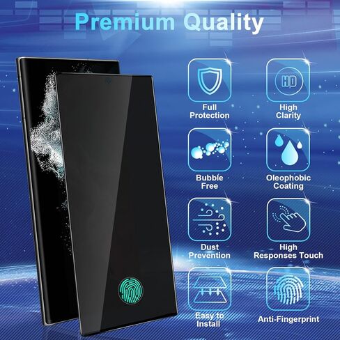واقي شاشة Galaxy S24 Plus [5+5 عبوات] واقي عدسة الكاميرا، دعم فتح بصمة الإصبع، زجاج مقسى عالي الدقة، حساس للمس، مضاد للخدش، لواقي شاشة زجاجي Samsung S24 Plus 5G in Kuwait