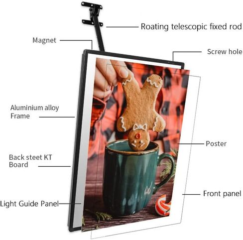 Slim Snap Frame LED Light Box, LED Backlit Menu Board Screen for Restaurant Cafe Shops Wall Mounted Billboard for Cafe Shop (70x50cm) in Kuwait