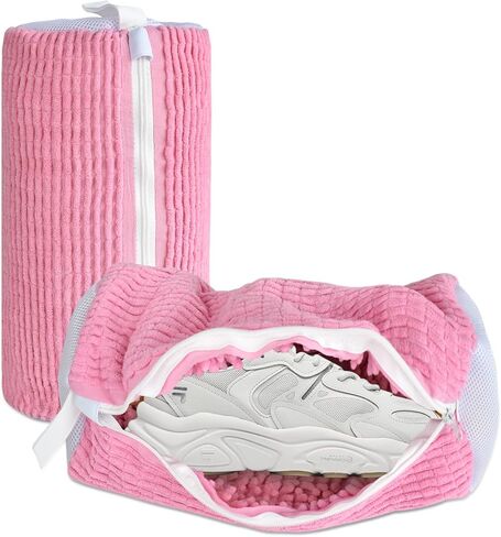 10 قطع من حقائب أحذية السفر مع حبل لتنظيم تخزين الأحذية الكبيرة للرجال والنساء، حقائب برباط شفاف، وردي in Kuwait