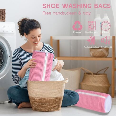 10 قطع من حقائب أحذية السفر مع حبل لتنظيم تخزين الأحذية الكبيرة للرجال والنساء، حقائب برباط شفاف، وردي in Kuwait