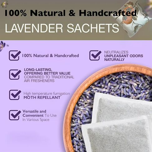 Lavender Scented Sachet Bags - Handmade Potpourri Packets for Closet, Drawer, Car, Natural Fragrance for Clothes, Home Decor, Embroidered Persimmon Design, Reusable Gift for Friends in Saudi Arabia
