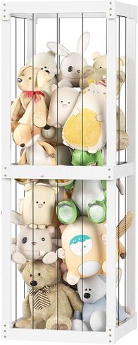 Stuffed Animal Zoo Storage, Wood Stuffed Animal Storage for Kids, Large Toy Storage Organizer with Elastic Band, Animal Toy Holder for Toddler Baby Girls Play Room Decor Corner Toy Box Storage in Kuwait