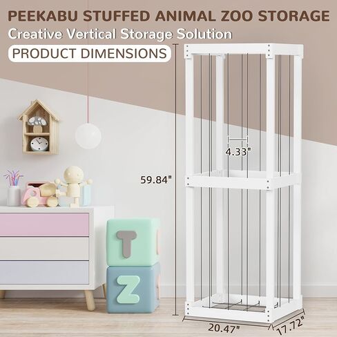 Stuffed Animal Zoo Storage, Wood Stuffed Animal Storage for Kids, Large Toy Storage Organizer with Elastic Band, Animal Toy Holder for Toddler Baby Girls Play Room Decor Corner Toy Box Storage in Kuwait