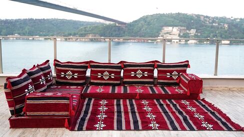 L Shaped Floor Cushions, Moroccan Rug, Sectional Sofas, Custom Sofa, Pallet Sofas, Modular Sofa, Arabic Majlis (4'' Thickness Sofa, L Sofa Full Set, Yellow) in Saudi Arabia