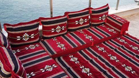 L Shaped Floor Cushions, Moroccan Rug, Sectional Sofas, Custom Sofa, Pallet Sofas, Modular Sofa, Arabic Majlis (4'' Thickness Sofa, L Sofa Full Set, Yellow) in Saudi Arabia