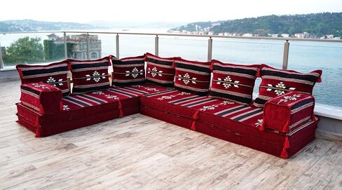 L Shaped Floor Cushions, Moroccan Rug, Sectional Sofas, Custom Sofa, Pallet Sofas, Modular Sofa, Arabic Majlis (4'' Thickness Sofa, L Sofa Full Set, Yellow) in Saudi Arabia