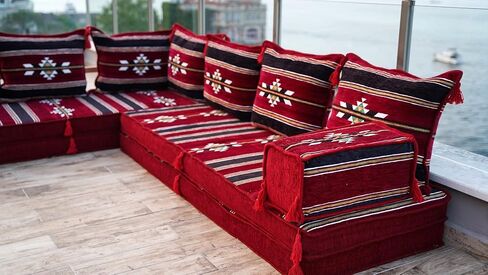 L Shaped Floor Cushions, Moroccan Rug, Sectional Sofas, Custom Sofa, Pallet Sofas, Modular Sofa, Arabic Majlis (4'' Thickness Sofa, L Sofa Full Set, Yellow) in Saudi Arabia