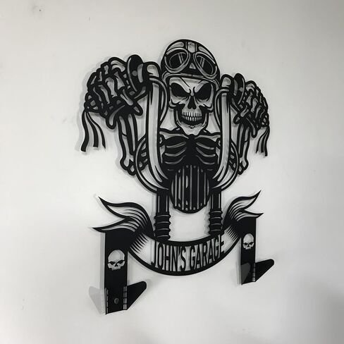 Custom Skull Motorcycle Helmet Holder Skull Rider Motorcycle Helmet Rack Gifts for Motorcycle Riders Personalized Christmas Gifts Helmet Holder Wall Mount (Medium 61x 69 cm / 24 x 27,2 inches) in Saudi Arabia