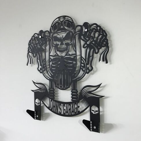 Custom Skull Motorcycle Helmet Holder Skull Rider Motorcycle Helmet Rack Gifts for Motorcycle Riders Personalized Christmas Gifts Helmet Holder Wall Mount (Medium 61x 69 cm / 24 x 27,2 inches) in Saudi Arabia