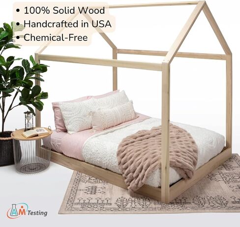 Montessori House Bed, Handcrafted Poplar Wood, With or Without Legs, Assembly Required (Queen, Queen House Bed Without Legs) in Saudi Arabia
