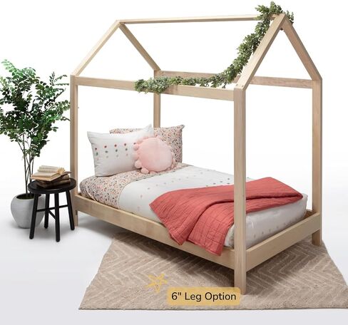 Montessori House Bed, Handcrafted Poplar Wood, With or Without Legs, Assembly Required (Queen, Queen House Bed Without Legs) in Saudi Arabia
