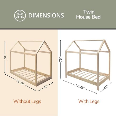 Montessori House Bed, Handcrafted Poplar Wood, With or Without Legs, Assembly Required (Queen, Queen House Bed Without Legs) in Saudi Arabia