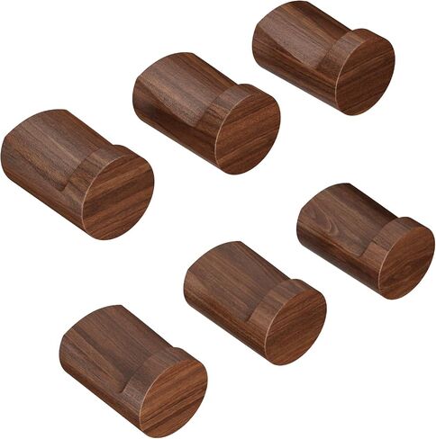 Wood Wall Hooks 6 Pack, Heavy Duty Coat Hooks Wall Mounted Rustic Natural Wooden, Handmade Hat Hooks Rack for Hanging Bathroom Towels, Clothes, Bags (Walnut Wood) in Saudi Arabia