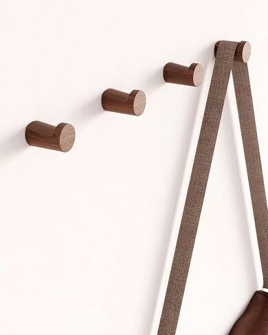 Wood Wall Hooks 6 Pack, Heavy Duty Coat Hooks Wall Mounted Rustic Natural Wooden, Handmade Hat Hooks Rack for Hanging Bathroom Towels, Clothes, Bags (Walnut Wood) in Saudi Arabia
