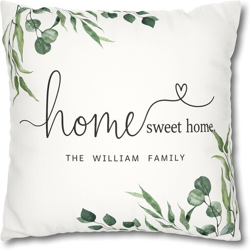 منزل مخصص للمنزل الحلو وسادة مع عائلة مخصصة اسم الأسواق الخضراء تصميم الأزهار الأزهار ديكور ديكور يدوي وسادة Housewarming هدية منزل ترحيب جديد in Kuwait