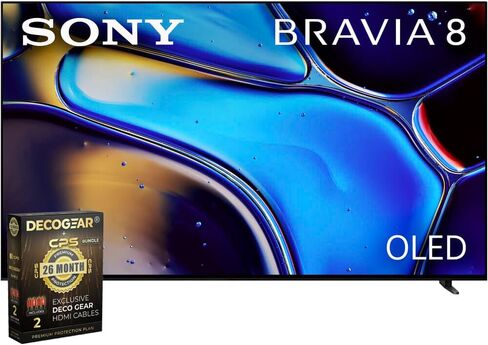 Sony BRAVIA 8 K55XR80 55 inch 4K HDR Smart OLED TV (2024) Bundle with Premium Deco Gear 60W 2.0 CH Soundbar + Deco Mount 37"-100" TV Wall Mount Bracket with Cleaning Kit + 6-Outlet Surge Adapter in Saudi Arabia
