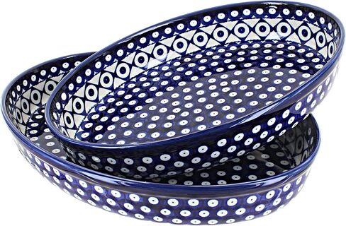 Blue Rose Polish Pottery Grapes Oval Baker Set in Kuwait