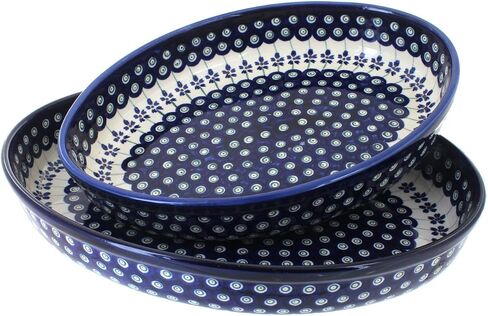 Blue Rose Polish Pottery Grapes Oval Baker Set in Kuwait