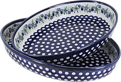 Blue Rose Polish Pottery Grapes Oval Baker Set in Kuwait