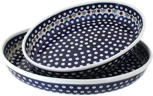 Blue Rose Polish Pottery Grapes Oval Baker Set in Kuwait
