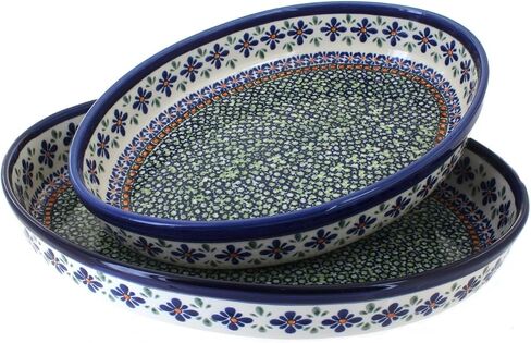 Blue Rose Polish Pottery Grapes Oval Baker Set in Kuwait