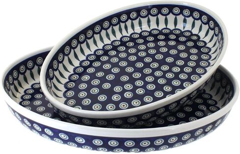 Blue Rose Polish Pottery Grapes Oval Baker Set in Kuwait