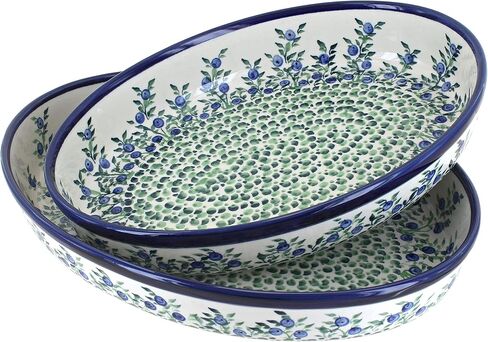 Blue Rose Polish Pottery Grapes Oval Baker Set in Kuwait