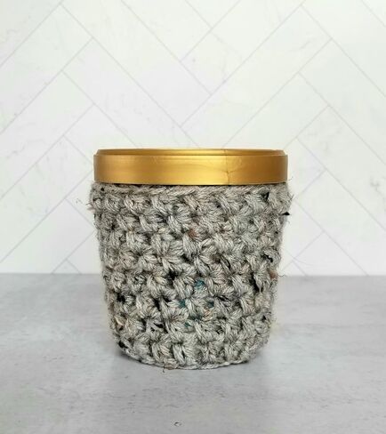 Ice Cream Cozy - Handmade Crochet Pint Sorbet Cozy - Gray Marble (Gray Marble) in Kuwait
