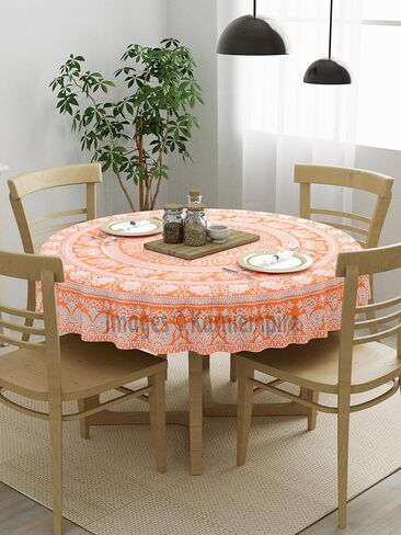 Indian Mandala Beach Table Cover Throw Hippy Boho Gypsy Cotton Decor Tabletop Dinning Tablecloth Round Yoga picnic Kitchen Table Covers Party Picnic Indoor Outdoor Camping 50 Inches (Green) in Kuwait