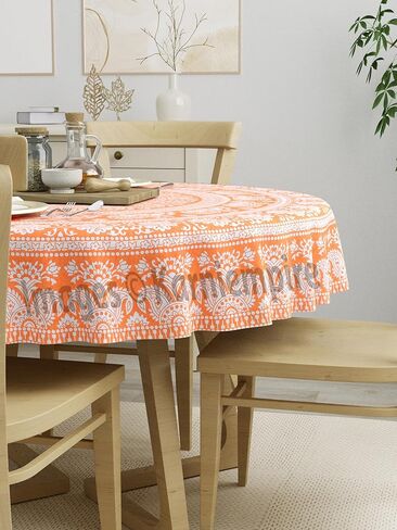Indian Mandala Beach Table Cover Throw Hippy Boho Gypsy Cotton Decor Tabletop Dinning Tablecloth Round Yoga picnic Kitchen Table Covers Party Picnic Indoor Outdoor Camping 50 Inches (Green) in Kuwait