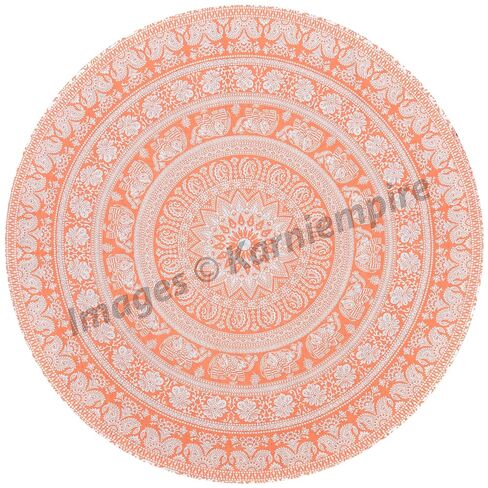 Indian Mandala Beach Table Cover Throw Hippy Boho Gypsy Cotton Decor Tabletop Dinning Tablecloth Round Yoga picnic Kitchen Table Covers Party Picnic Indoor Outdoor Camping 50 Inches (Green) in Kuwait