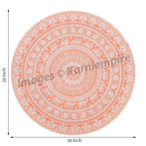 Indian Mandala Beach Table Cover Throw Hippy Boho Gypsy Cotton Decor Tabletop Dinning Tablecloth Round Yoga picnic Kitchen Table Covers Party Picnic Indoor Outdoor Camping 50 Inches (Green) in Kuwait