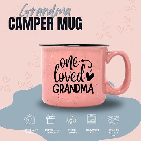 Cute Funny Coffee Mug for Grandma - One Loved Grandma - Unique Fun Gifts for Grandmother, Grandma from Grandkids - Coffee Cups & Mugs with Quotes in Kuwait