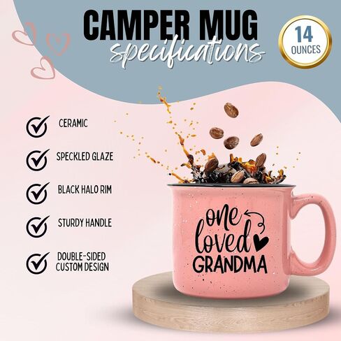 Cute Funny Coffee Mug for Grandma - One Loved Grandma - Unique Fun Gifts for Grandmother, Grandma from Grandkids - Coffee Cups & Mugs with Quotes in Kuwait