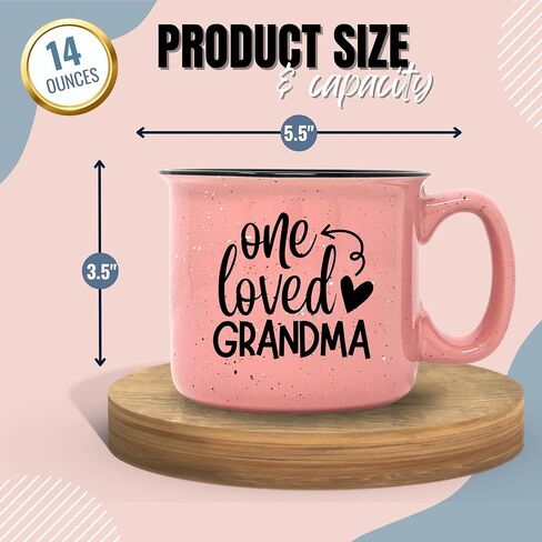 Cute Funny Coffee Mug for Grandma - One Loved Grandma - Unique Fun Gifts for Grandmother, Grandma from Grandkids - Coffee Cups & Mugs with Quotes in Kuwait
