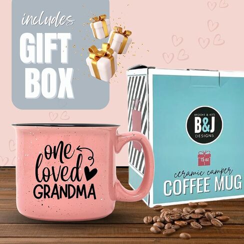 Cute Funny Coffee Mug for Grandma - One Loved Grandma - Unique Fun Gifts for Grandmother, Grandma from Grandkids - Coffee Cups & Mugs with Quotes in Kuwait