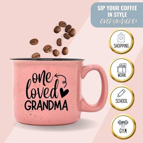 Cute Funny Coffee Mug for Grandma - One Loved Grandma - Unique Fun Gifts for Grandmother, Grandma from Grandkids - Coffee Cups & Mugs with Quotes in Kuwait