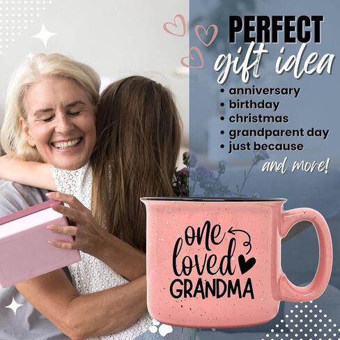 Cute Funny Coffee Mug for Grandma - One Loved Grandma - Unique Fun Gifts for Grandmother, Grandma from Grandkids - Coffee Cups & Mugs with Quotes in Kuwait