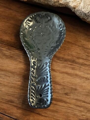 Talavera Style Spoon Rest – New Design, 10" x 5" Ceramic Handmade Mexican Pottery, Decorative Wall Hanging (Tan on white) in Kuwait