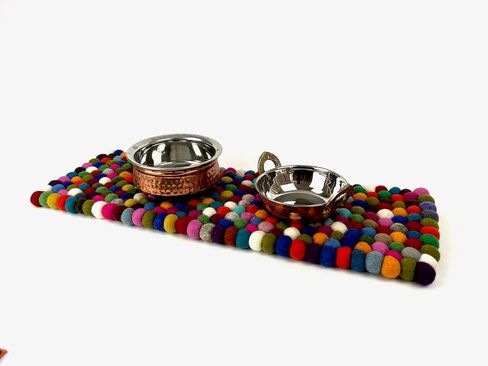 Handmade felted long trivet, Mats Hot Pad Long Pot Holders Countertop Mats, Set for three Pots, Flexible, Durable, Table Safe Heat Resistant, Water Resistant (Assorted Mix Color) in Saudi Arabia