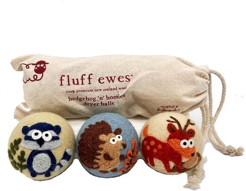 Fluff Ewes Wool Dryer Balls 3 Pack, Hedgehog & Homies, XL in Kuwait