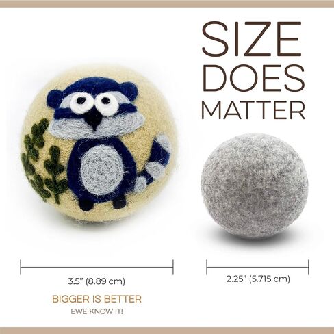 Fluff Ewes Wool Dryer Balls 3 Pack, Hedgehog & Homies, XL in Kuwait