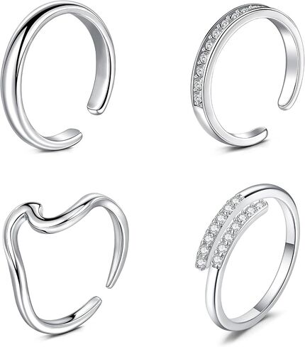 Briana Williams 12PCS Adjustable Toe Rings for Women Summer Beach Open Toe Rings Set Diamond Tail Pinky Band Rings Barefoot Foot Jewelry in Saudi Arabia