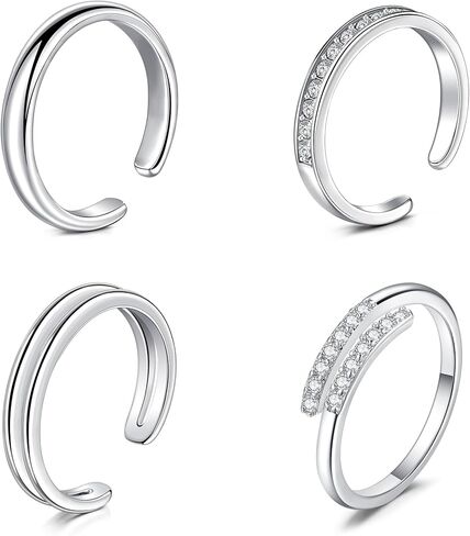 Briana Williams 12PCS Adjustable Toe Rings for Women Summer Beach Open Toe Rings Set Diamond Tail Pinky Band Rings Barefoot Foot Jewelry in Saudi Arabia
