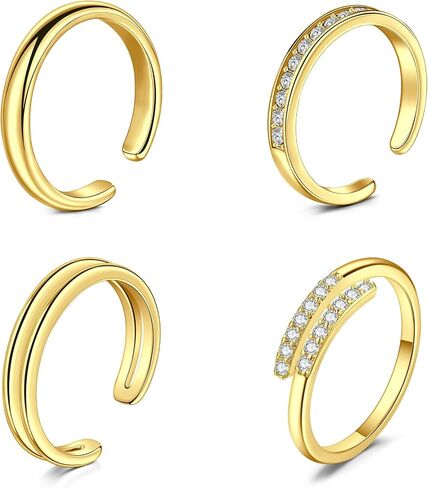 Briana Williams 12PCS Adjustable Toe Rings for Women Summer Beach Open Toe Rings Set Diamond Tail Pinky Band Rings Barefoot Foot Jewelry in Saudi Arabia