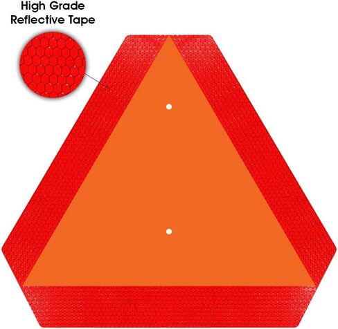Ignixia Slow Moving Vehicle Sign,(Pack of 02) Rust free Aluminium 0.5mm Slow Moving Vehicle Triangle signs, 14"x 16" Inches Orange base with Reflective border, SMV Sign for Golf Cart, UTV, safety signs in Saudi Arabia