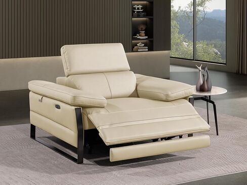 BlackJack Furniture Antonio Power Reclining Sofa, 3 Seater Modular Couch with Top Grain Italian Leather and Pillow Wide Armrests, Triple Electric Recliners & Headrests, Black in Saudi Arabia