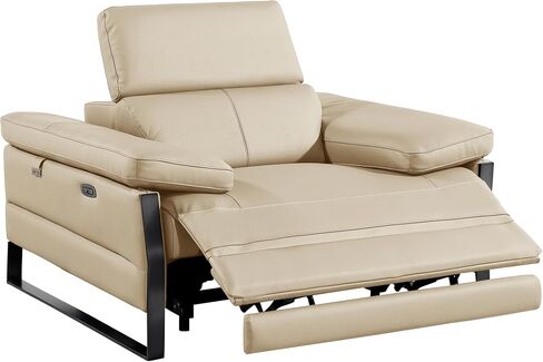 BlackJack Furniture Antonio Power Reclining Sofa, 3 Seater Modular Couch with Top Grain Italian Leather and Pillow Wide Armrests, Triple Electric Recliners & Headrests, Black in Saudi Arabia