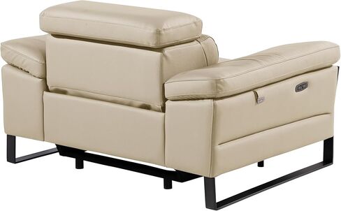 BlackJack Furniture Antonio Power Reclining Sofa, 3 Seater Modular Couch with Top Grain Italian Leather and Pillow Wide Armrests, Triple Electric Recliners & Headrests, Black in Saudi Arabia