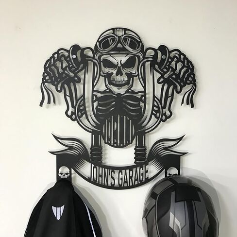Custom Skull Motorcycle Helmet Holder Skull Rider Motorcycle Helmet Rack Gifts for Motorcycle Riders Personalized Christmas Gifts Helmet Holder Wall Mount (Medium 61x 69 cm / 24 x 27,2 inches) in Saudi Arabia